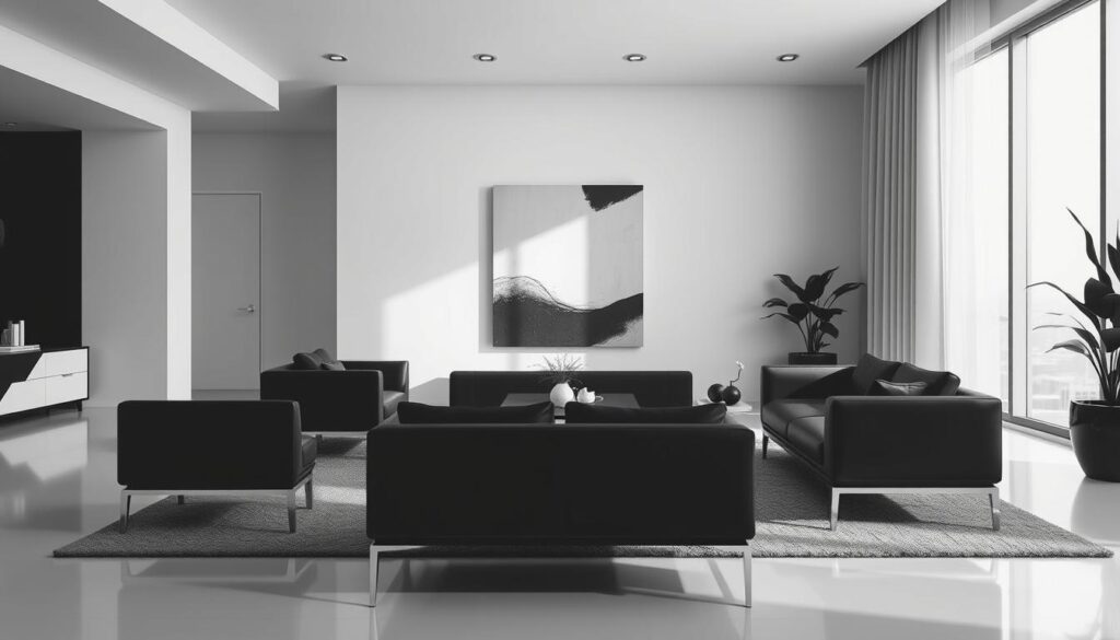 black and white home interior design