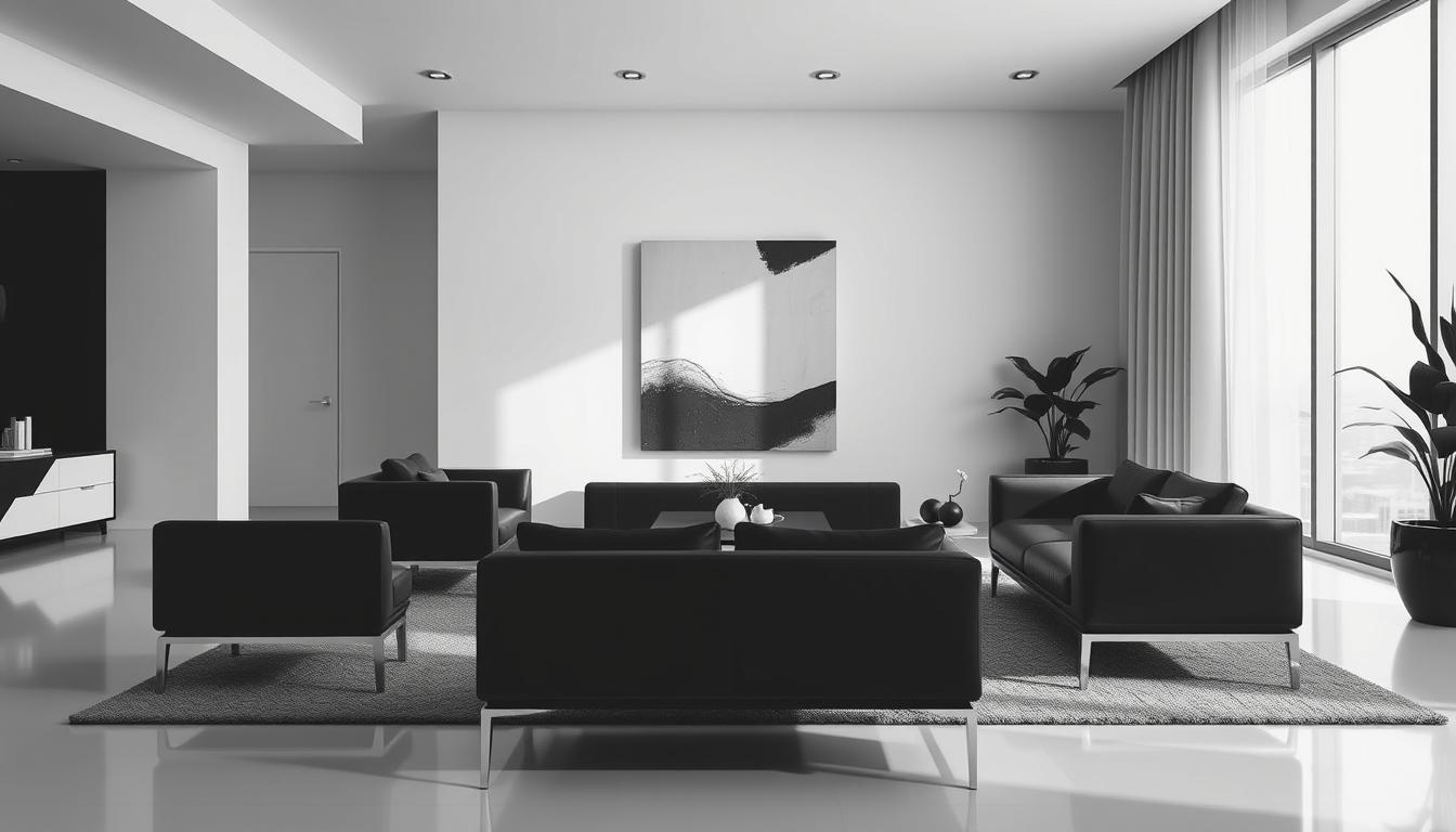 black and white home interior design