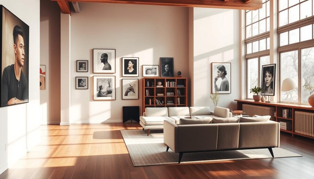contemporary living spaces with art